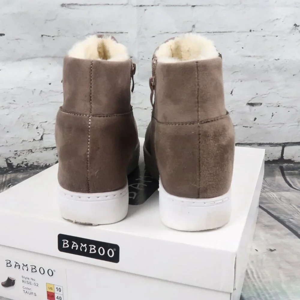 BAMBOO TAUPE RISE PLATFORM HI TOP SNEAKER SIZE 10